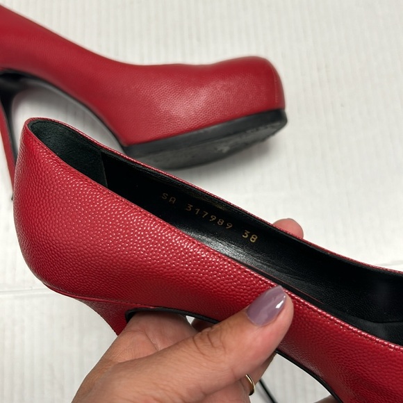 Saint Laurent red platform pumps - Picture 7 of 8